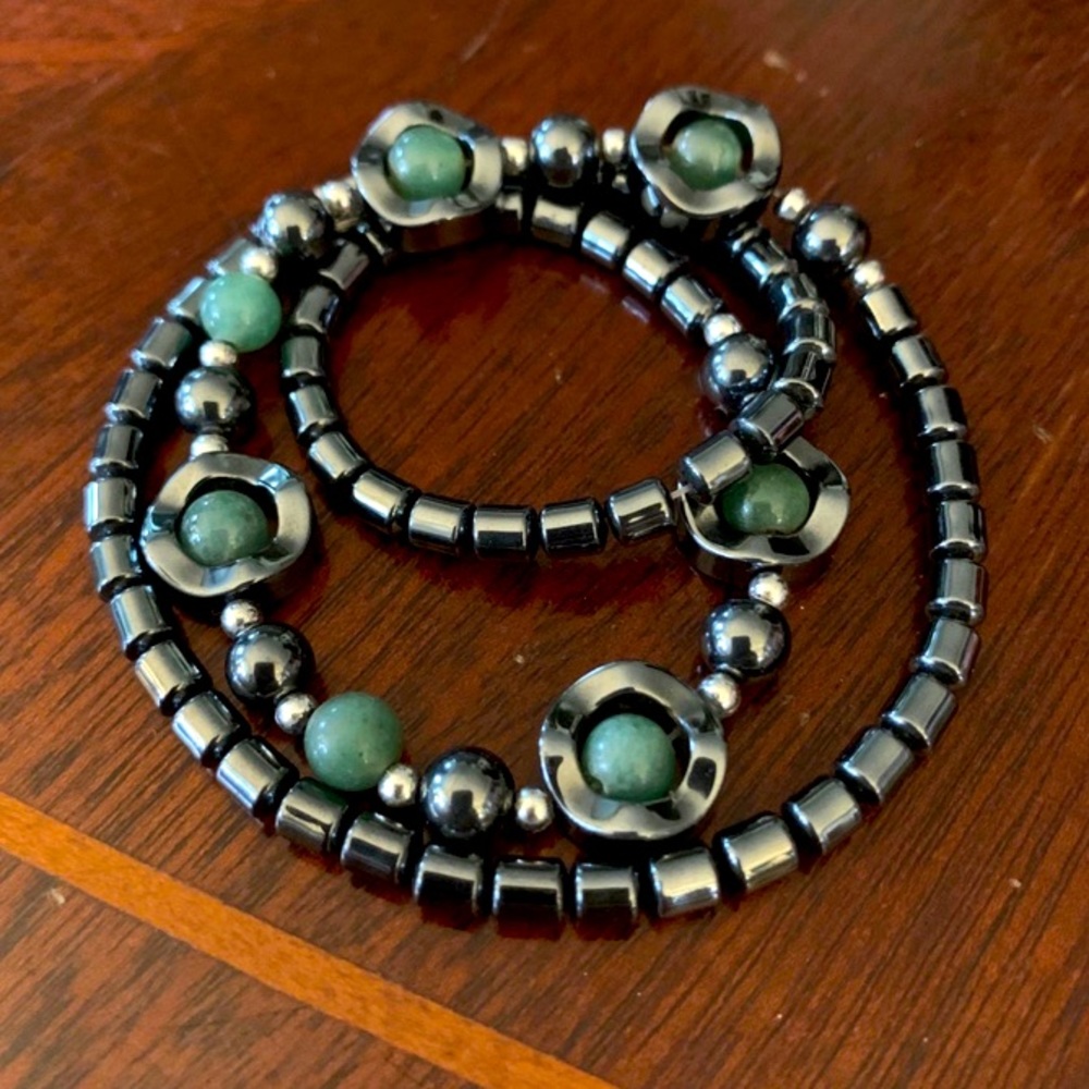 Healing Hematite and Jade Necklace
